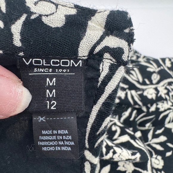 Volcom Dress Women Medium NEW Black Long Sleeve Boho Hippie Beach Short A Line - Picture 6 of 11
